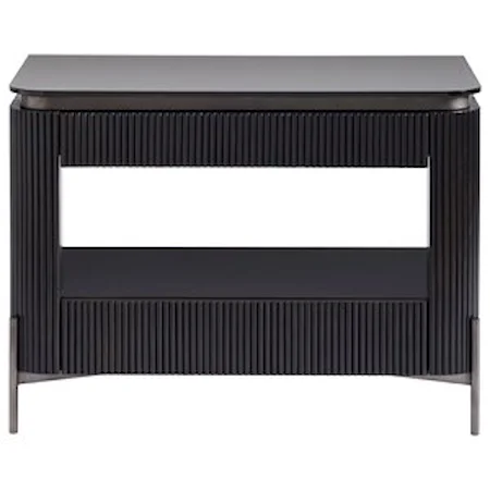 Iris 2-Drawer Nightstand with Open Shelf and Opaque Bronze Glass Top